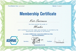Certificate ASHRAE